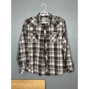 Chalc Long Sleeve Plaid Button Up Shirt Mens XXL